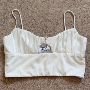 Princess Polly Cream Ruched Cropped Cami Top